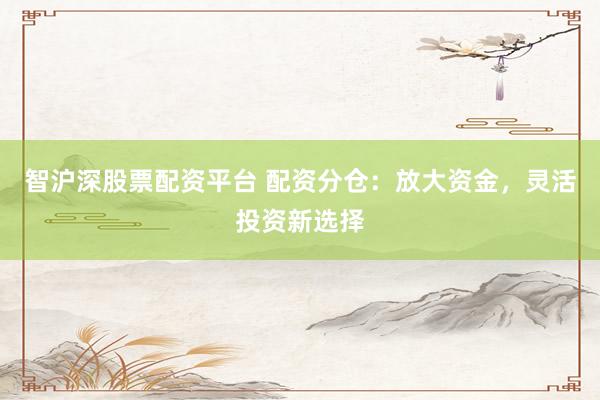 智沪深股票配资平台 配资分仓：放大资金，灵活投资新选择