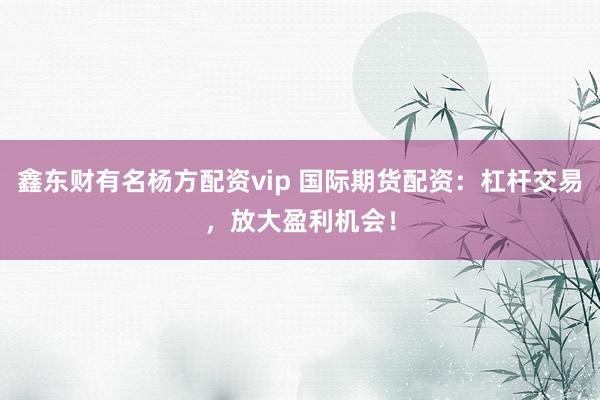 鑫东财有名杨方配资vip 国际期货配资:杠杆交易,放大盈利机会!