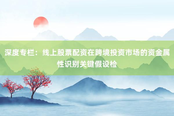深度专栏：线上股票配资在跨境投资市场的资金属性识别关键假设检