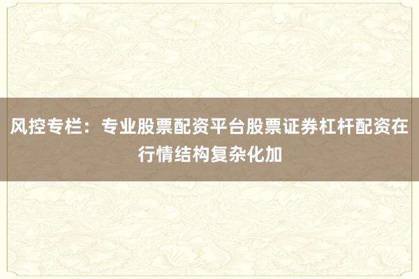 风控专栏：专业股票配资平台股票证券杠杆配资在行情结构复杂化加
