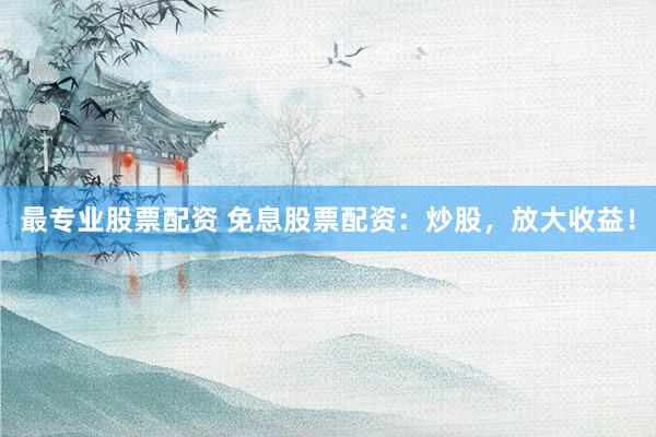 最专业股票配资 免息股票配资:炒股,放大收益!