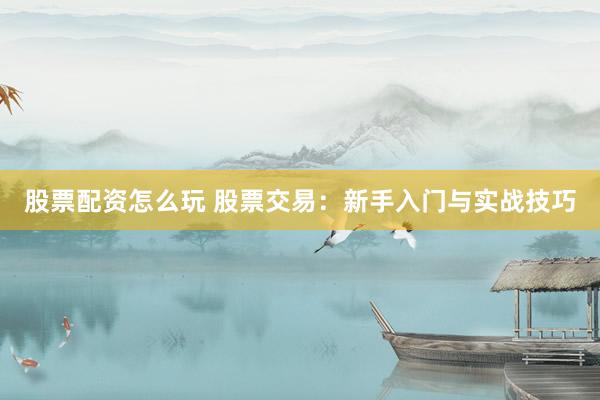 股票配资怎么玩 股票交易：新手入门与实战技巧