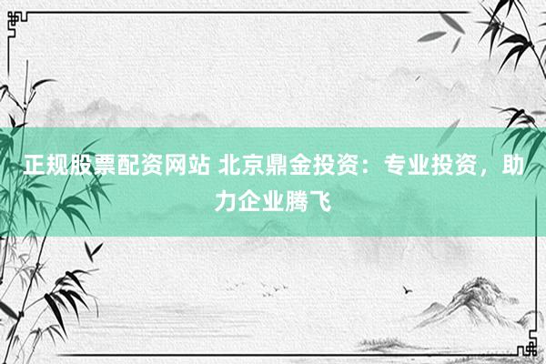 正规股票配资网站 北京鼎金投资：专业投资，助力企业腾飞
