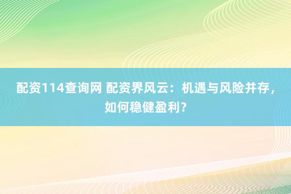 配资114查询网 配资界风云：机遇与风险并存，如何稳健盈利？